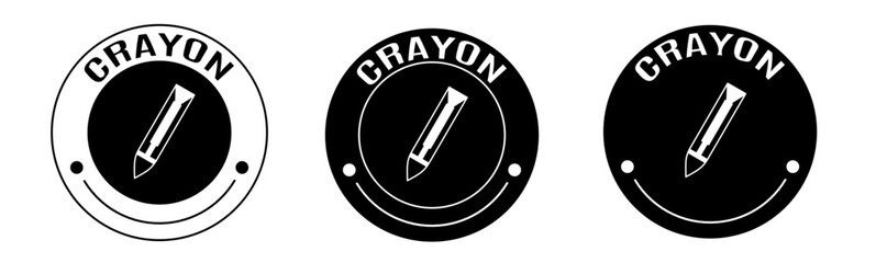 Black and white illustration of crayon icon in flat. Stock vector.