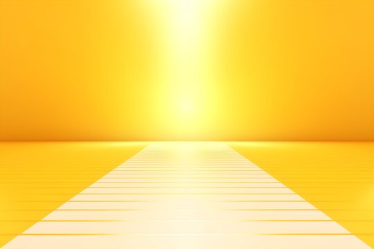 3d render of white stairway leading to bright neon yellow room background for success hope heaven faith religion concept
