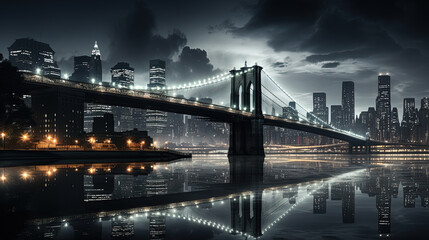 new york city skyline, black and white