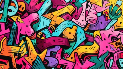Vibrant Abstract Street Art - A colorful and dynamic abstract street art composition with bold geometric shapes and vivid hues, perfect for modern design and creative projects.