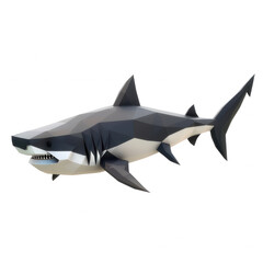 Fototapeta premium Polygonal art of a Great White Shark. High-quality vector illustration ideal for educational and marine life projects.