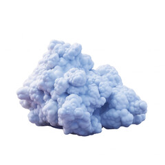 Surreal abstract blue cloud-like form on white background, unique and creative 3D rendering for imaginative and artistic concepts.