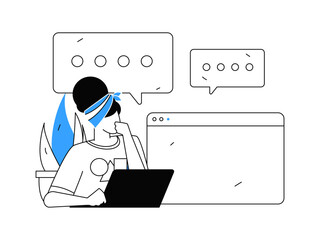 Flat vector illustration of business people operating work scene
