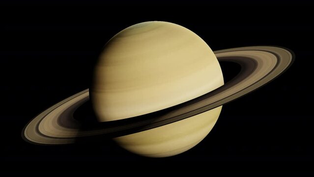 planet saturn solar system universe rotating looping transparent
