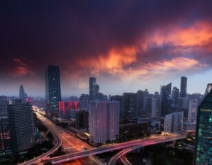 Fototapeta premium night, city, skyline, cityscape, water, lights, river, downtown, reflection, urban, buildings, architecture, building, dusk, panorama, evening, landscape, sea, sky, skyscraper, travel, london, vancouv