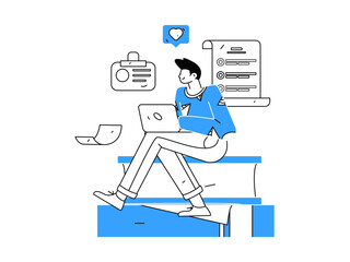 Flat vector illustration of business people operating work scene
