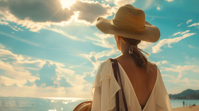 Woman accessorizing her summer look