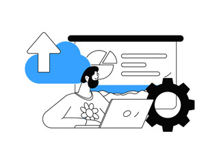 Flat vector illustration of business people operating work scene
