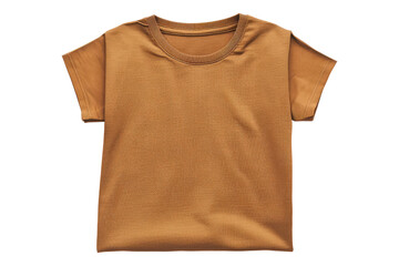 Brown folded t shirt isolated on transparent background