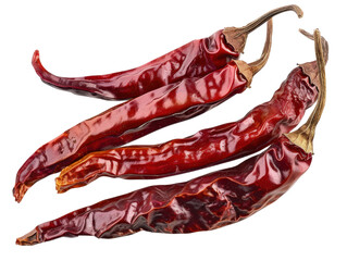Dried Chili Peppers - Isolated on White Background - Spicy Culinary Ingredient