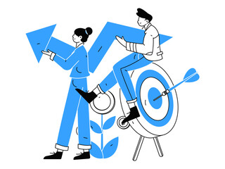 Flat vector illustration of business people operating work scene
