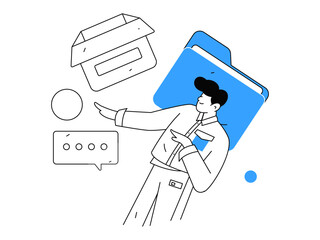 Flat vector illustration of business people operating work scene
