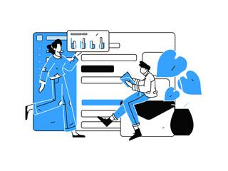 Flat vector illustration of business people operating work scene
