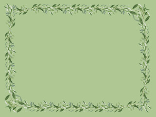 Cadre de feuilles vertes d’oliviers sur fond vert