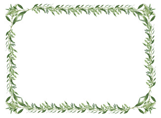 Obraz premium Cadre de feuilles d’olivier sur fond blanc 