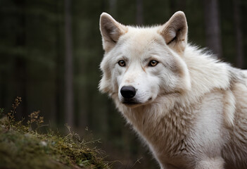 arctic wolf in the forest