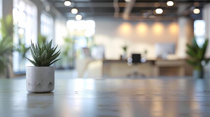 Abstact and background of blurred empty open space office light bokeh at office interior, Generative AI illustrations. 