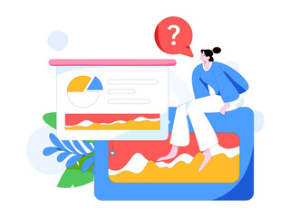 Flat vector illustration of business people operating work scene
