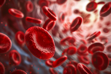 red blood cells flowing in a vessel