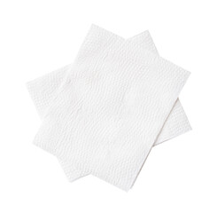 Top view of folded white tissue paper in stack isolated with clipping path in png file format