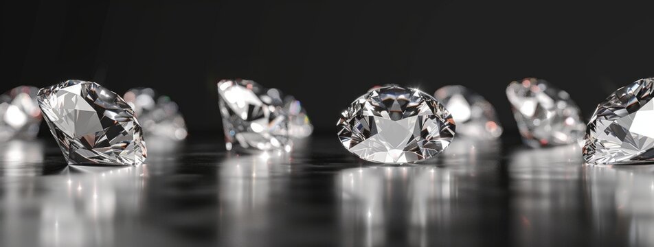row of diamonds on black background