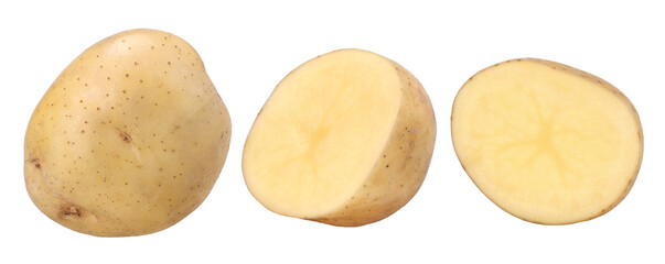 Potatoes, halves and slices isolated, transparent PNG, PNG format, collection, set