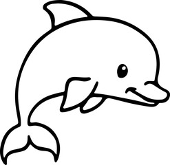 minimalist line drawing of a cute dolphin