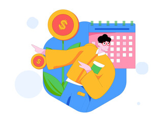 Flat vector illustration of business people operating work scene
