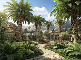 Fototapeta premium palm trees in the garden