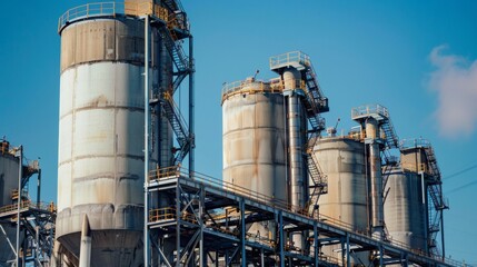 Cement plant with silos and large conveyor system