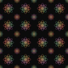 Abstract, Doodle lines in abstract flower circles, Lines with many colors without fixed shapes forming a picture, Beautiful multicolored lines forming an image, Doodle lines, Patterns.