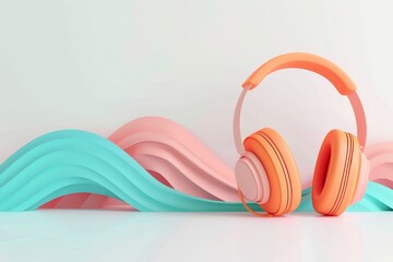 Naklejka premium an isolate headphone on background music and podcast concept