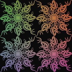 Abstract, Doodle lines in abstract flower circles, Lines with many colors without fixed shapes forming a picture, Beautiful multicolored lines forming an image, Doodle lines, Patterns.