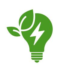 Save energy symbol. Energy icon with green leaf. Eco friendly, environmentally. Eco icon. Vector illustration.	