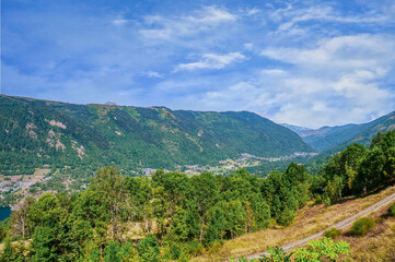 Naklejka premium Loudenvielle is a new French commune located in the Hautes-Pyrénées department in the Occitanie region.