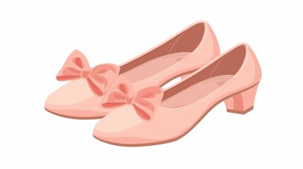 Glamorous pink high heeled shoes with bows, fashionable footwear for special occasions and events