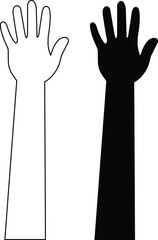 Raised Hand Gesture icons. No racism flat and line vector isolated on transparent background. Volunteers and charity work people ready and available to help and contribute Positive business service