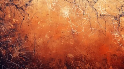 Autumn Leaves and Branches with Orange Background