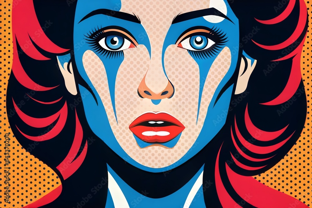 Wall mural vector illustration of a woman with blue eyes 