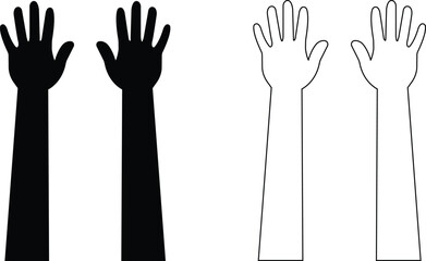 Raised Hand Gesture icons. No racism flat and line vector isolated on transparent background. Volunteers and charity work people ready and available to help and contribute Positive business service