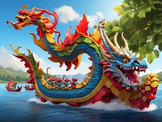 Fototapeta premium chinese dragon statue in the temple