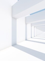 Fototapeta premium Empty white space interior with sunlight and shadow, 3d rendering