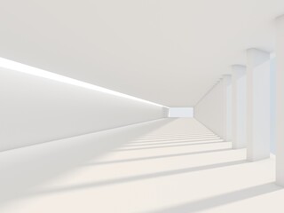 Fototapeta premium Empty white space interior with sunlight and shadow, 3d rendering
