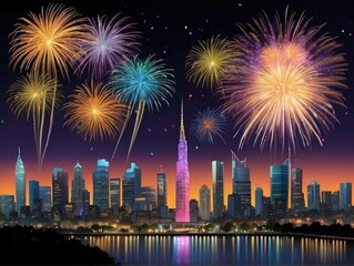 fireworks over the river