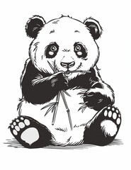 Panda Playtime: Simple Line Art Coloring Page - Coloring Pages for All Ages - Line Art - Relaxing Coloring Pages for Adults - Printable pages - Black and white 