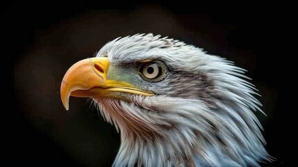Fototapeta premium A close up of an eagle's head with a yellow beak