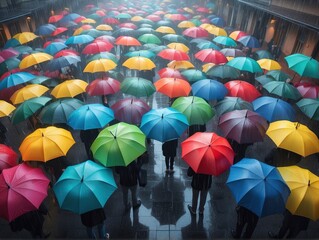colorful umbrellas in the city