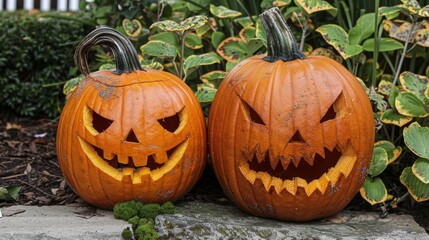 Autumn Branch with Pumpkins and Moon
