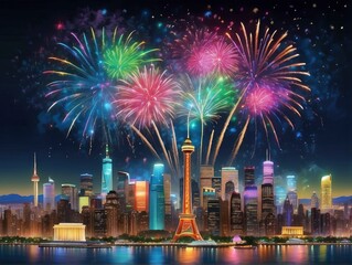 fireworks over the river