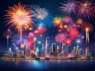 fireworks over the river